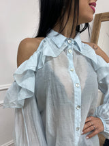 BLUSA CUT OUT ROUCHES ALENA CIELO SUSY MIX