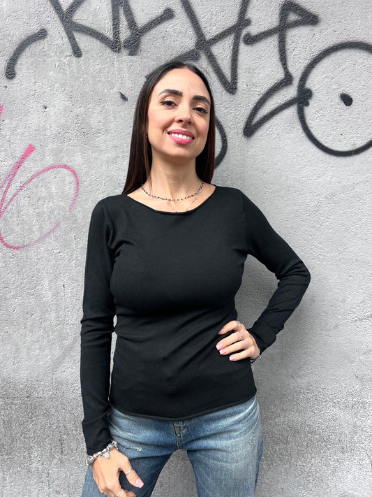 SUSY MIX MAGLIA BARCA FIT CARMEN NERO
