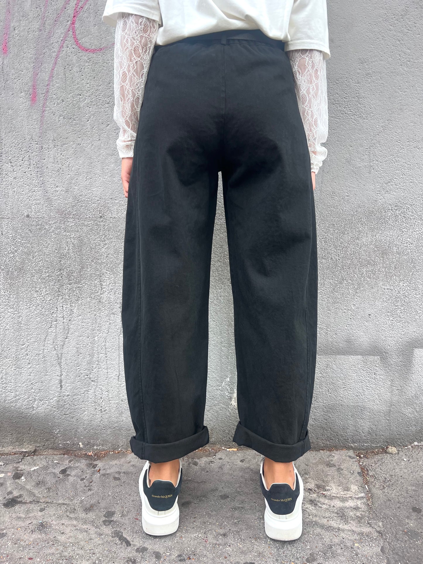 SUSY MIX PANTALONE VITA ALTA BALLON STELLINA NERO