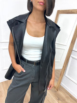 GILET ECOPELLE CERNIERA AMBRA NERO SUSY MIX