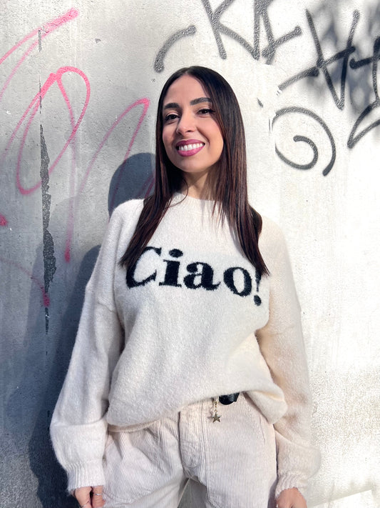 SUSY MIX MAGLIONCINO GIRO SCATOLETTA “CIAO!” BURRO