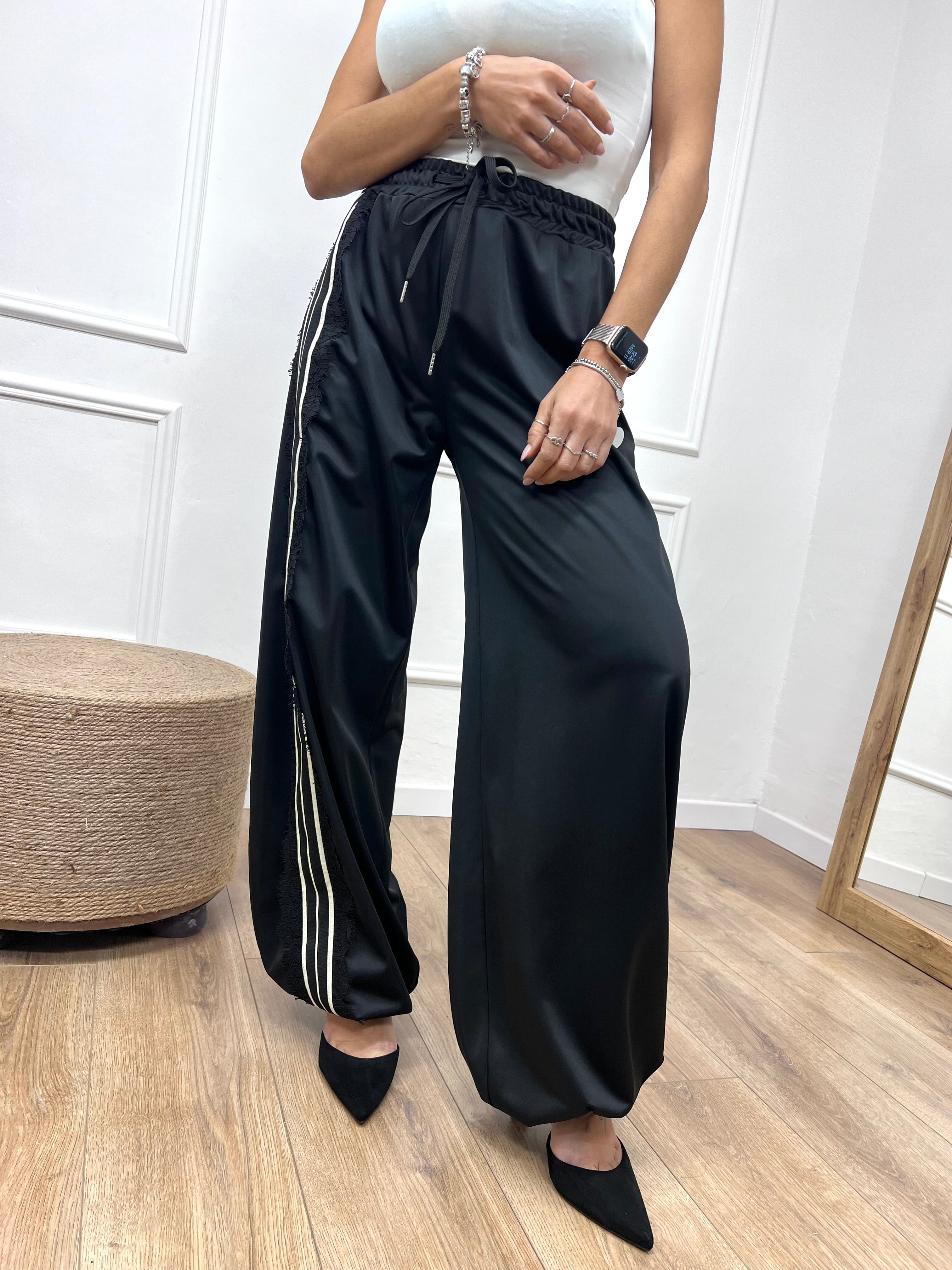 PANTALONE BALLON BANDA & PIZZO DAIANA NERO SUSY MIX