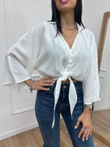 BLUSA CROP NODO IN CUPRO ANIA BIANCO SUSY MIX