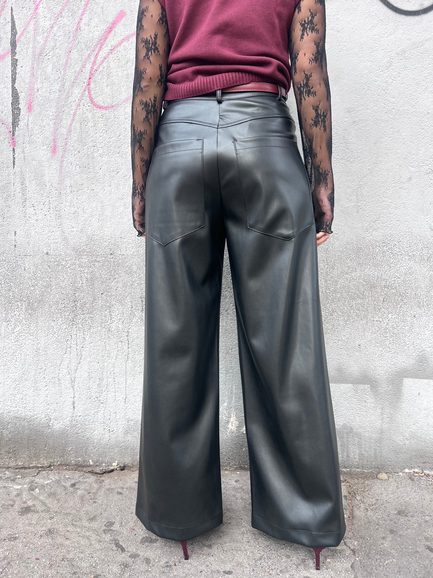 SUSY MIX PANTALONE FULL LENGHT  ECOPELLE LOREN NERO