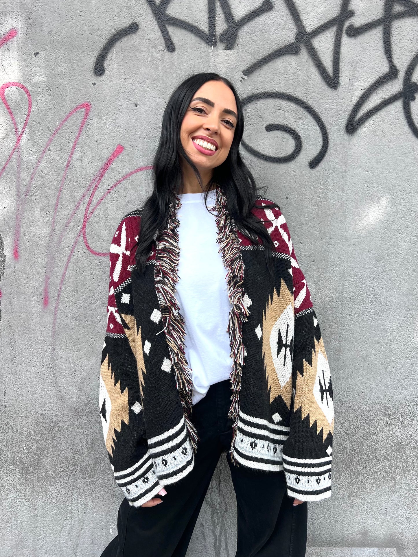 SUSY MIX CABAN CORTO STAMPA ETNICA CAMEL