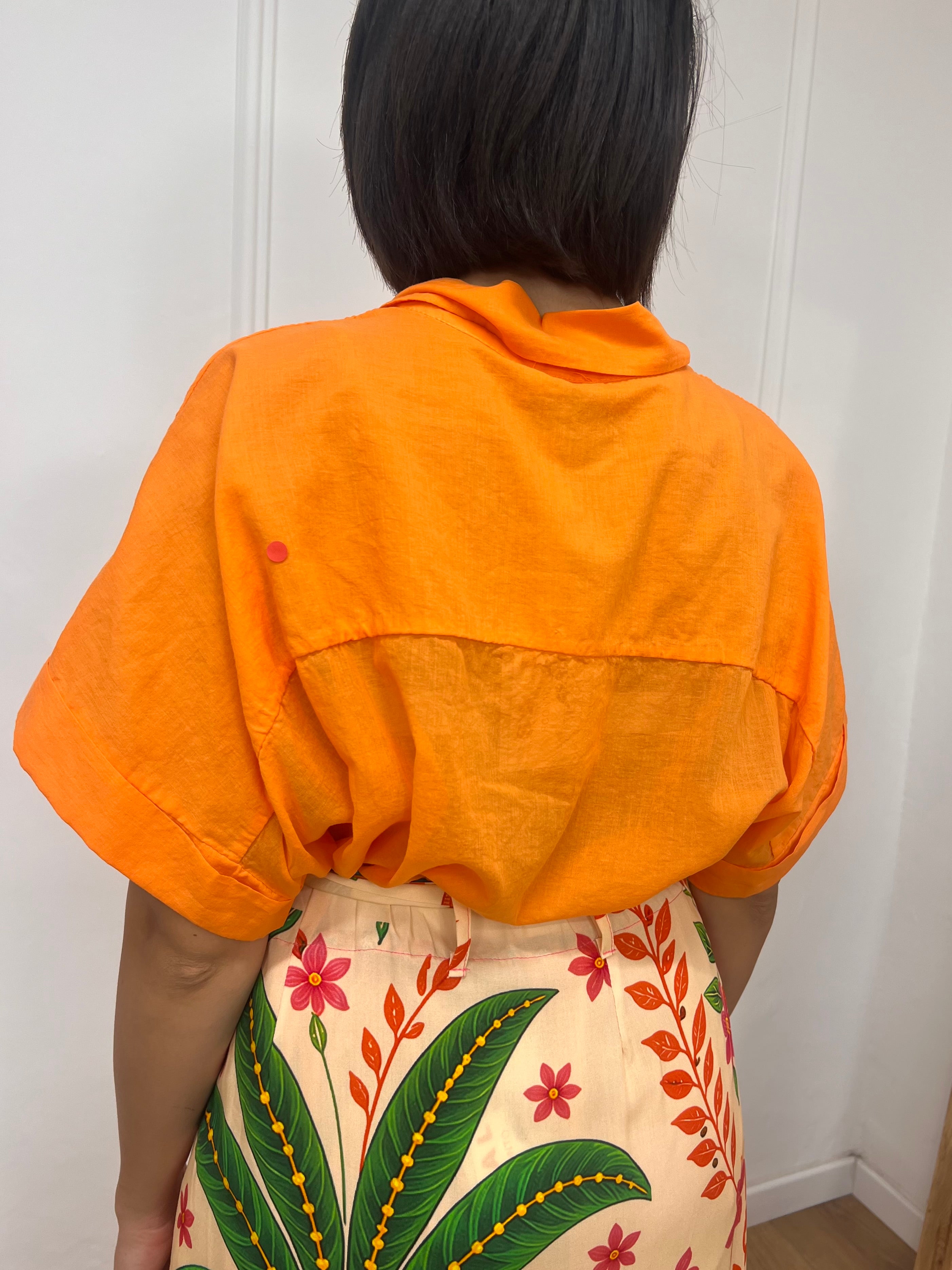 CAMICIA LUNGA MUSSOLA M/C BOTTONI JALE ARANCIO SUSY MIX