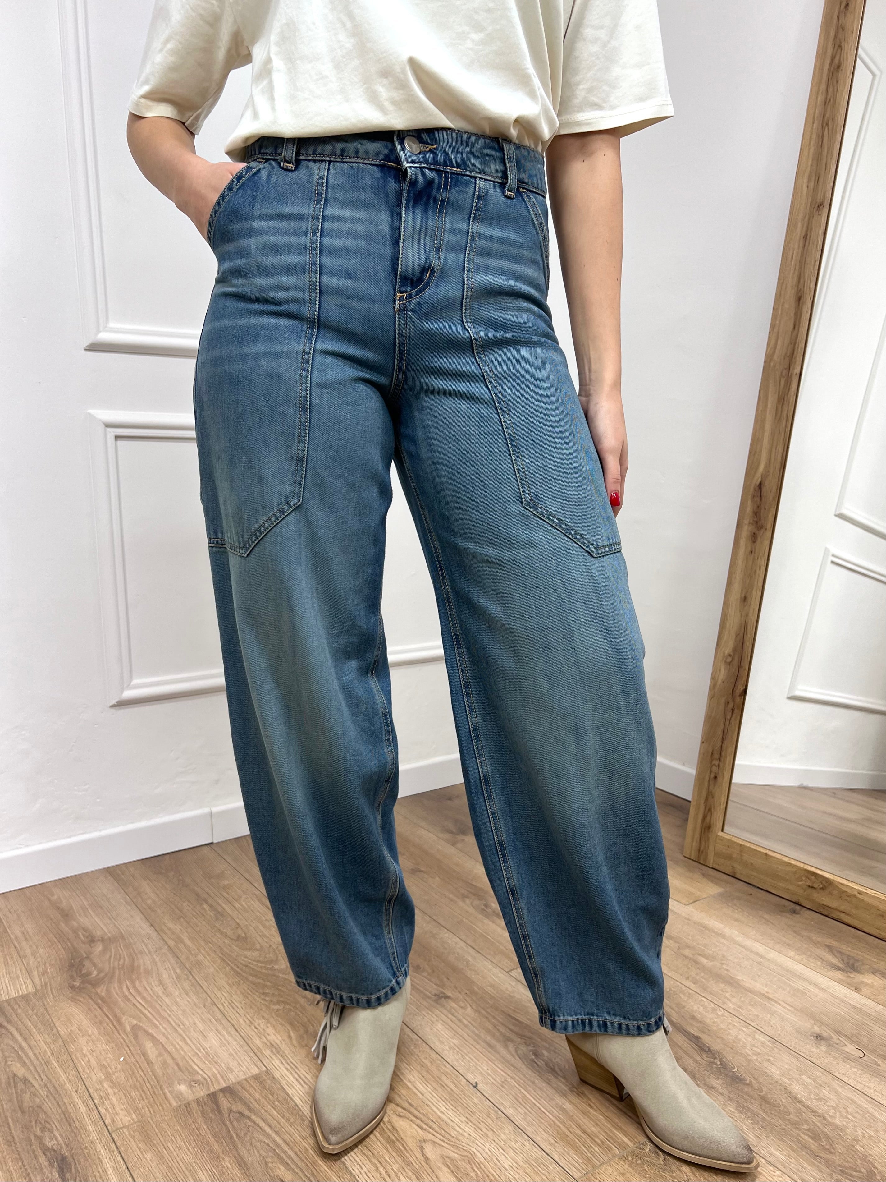 DENIM VITA ALTA WORK TINA BLU WASHED SUSY MIX