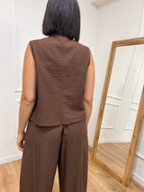 GILET DUE BOTTONI ALTI SILVIA CAFFÈ SUSY MIX