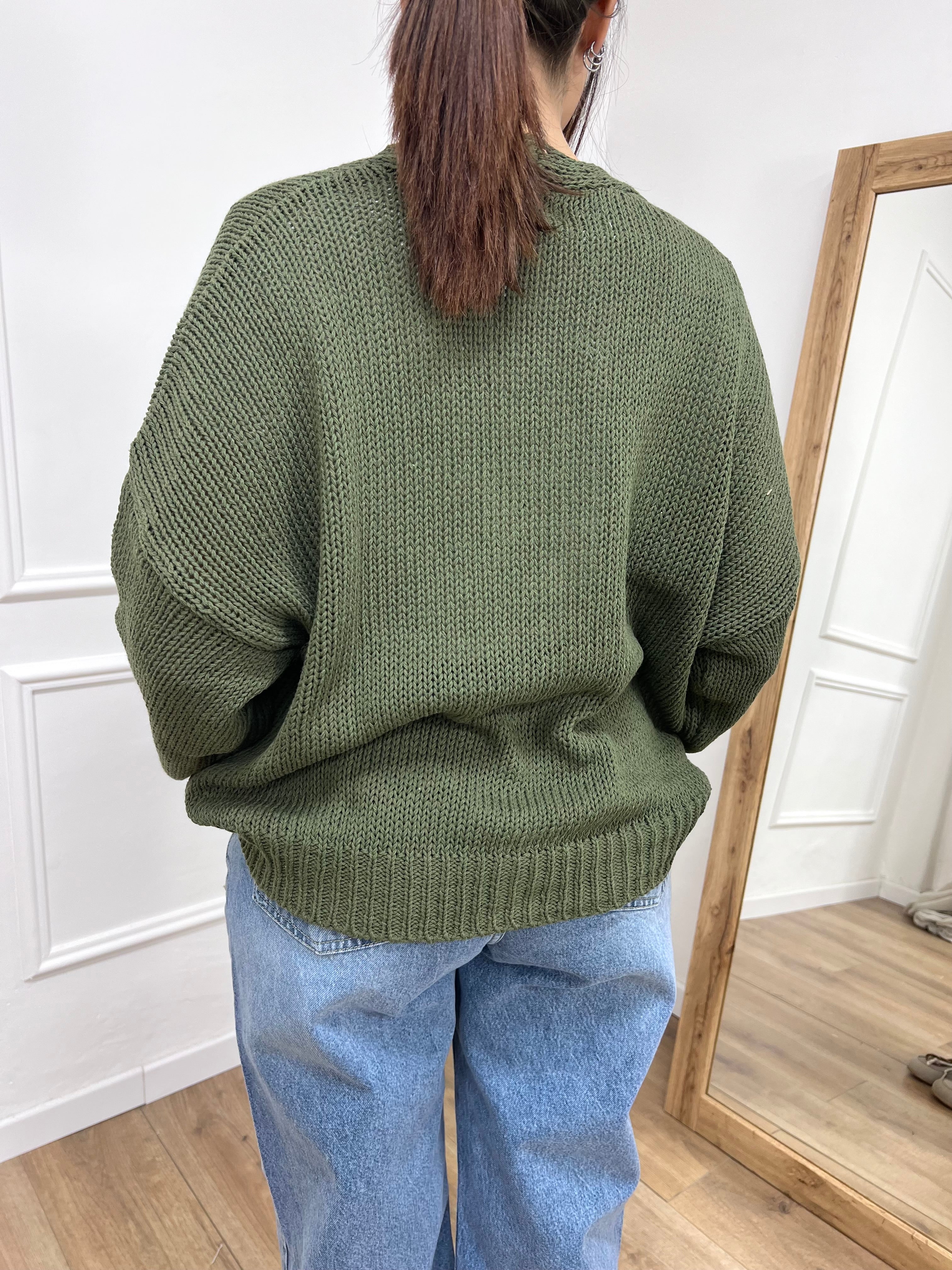 CARDIGAN FILO OVER TASCHE BENEDETTA VERDE SUSY MIX