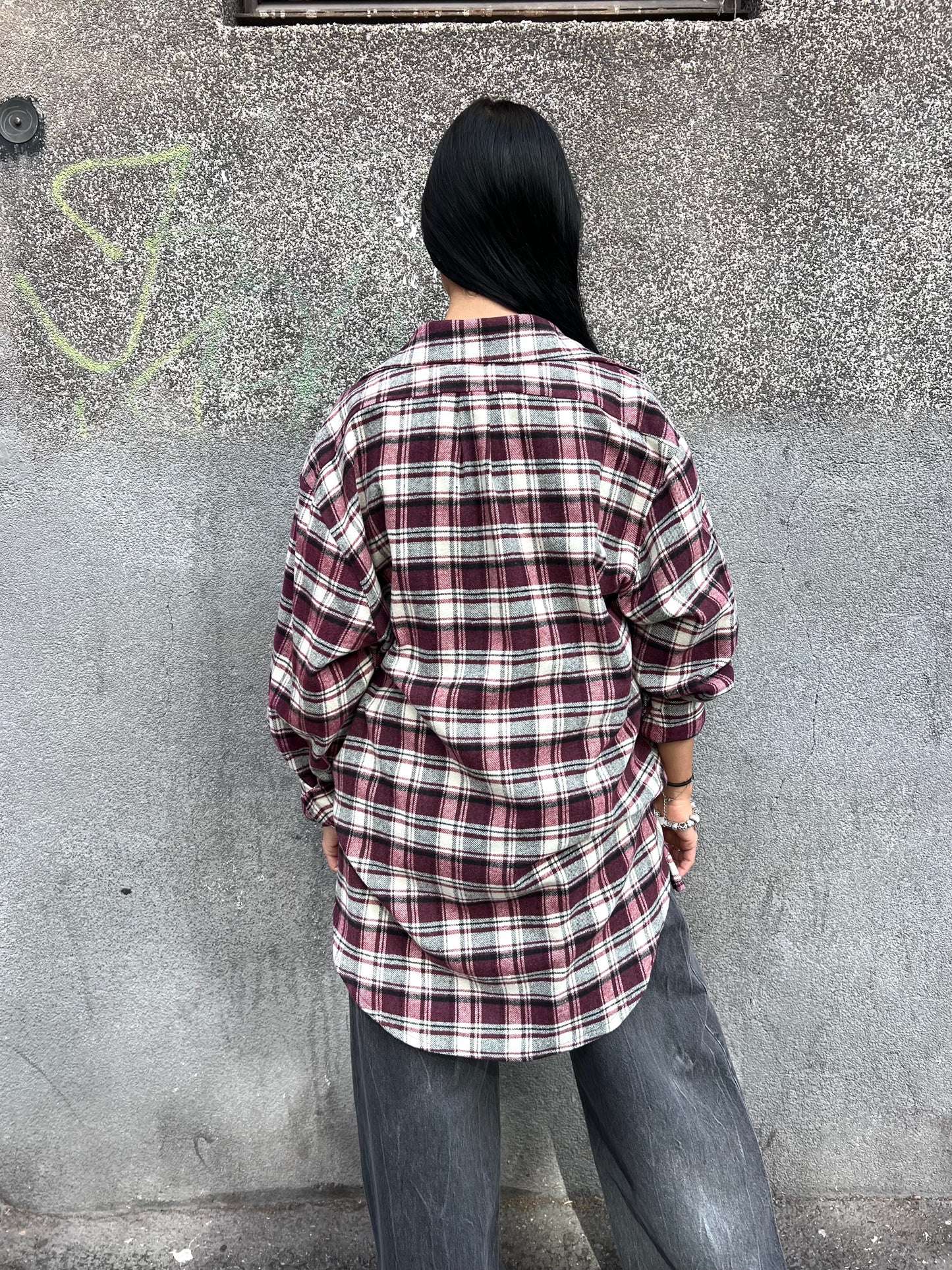 SUSY MIX MAXI CAMICIA CHECK FLANELLA MAVI VINO