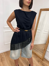 CANOTTA  ASIMMETRICA FRANGE NIKLA NERO SUSY MIX