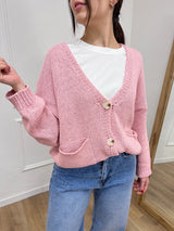 CARDIGAN FILO OVER TASCHE BENEDETTA ROSA SUSY MIX