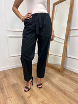 PANTALONE LACCIO TELA PARACADUTE NERO MOTEL