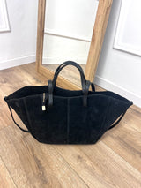 BORSA TOTE PELLE CAMOSCIO CYME NERO