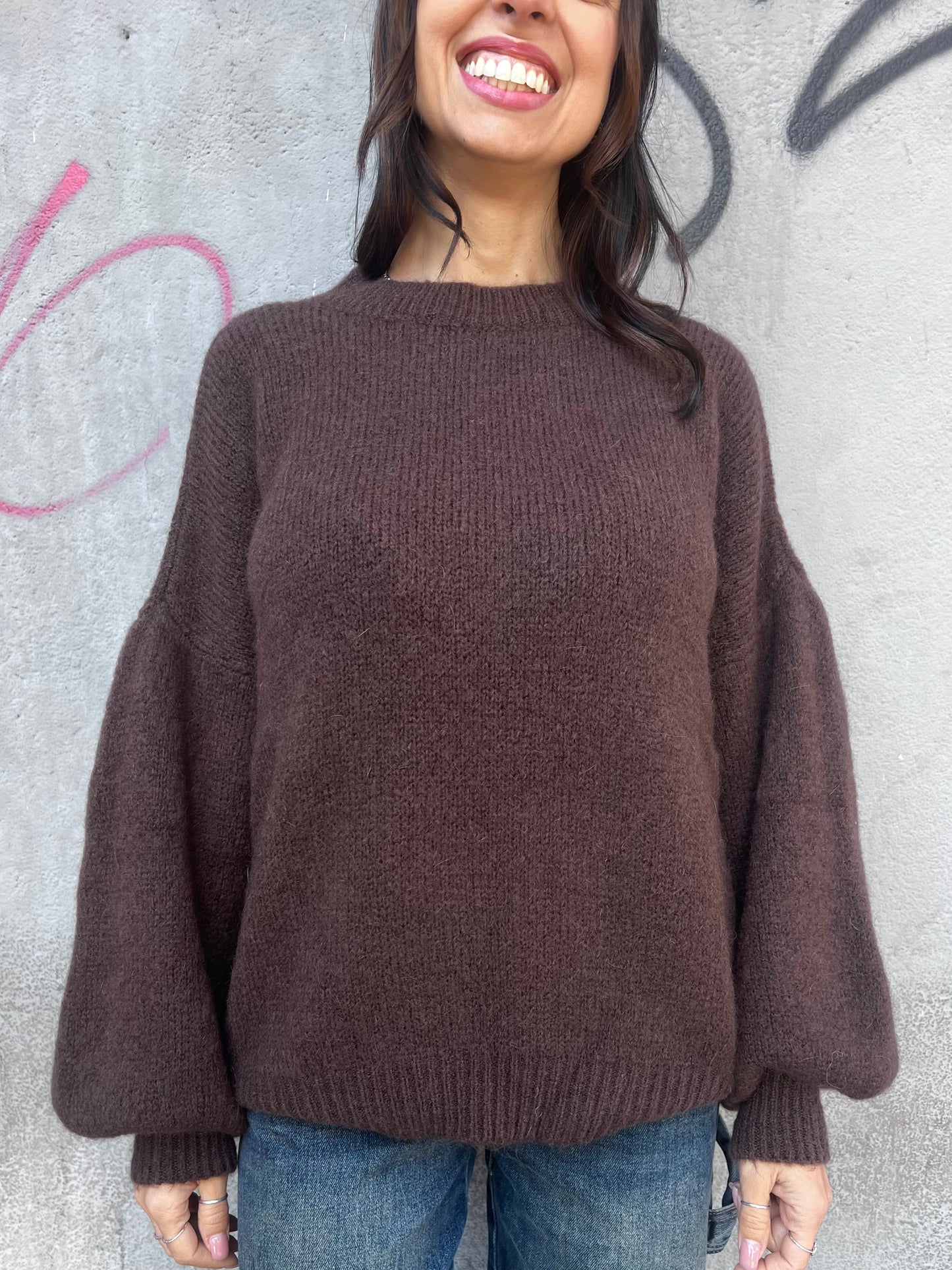 SUSY MIX MAGLIA OVER MOHAIR MANICA PALLONCINO  MIA MORO