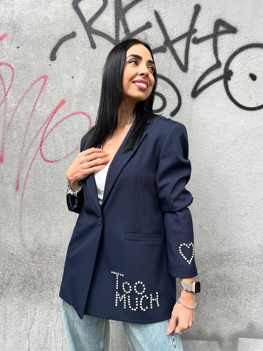 SUSY MIX GIACCA MONOPETTO STRASS “TOO MUCH” BLUE