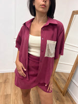 CAMICIA OVER M/C CUPRO TASCA PAILLETTES AMARENA SUSY MIX