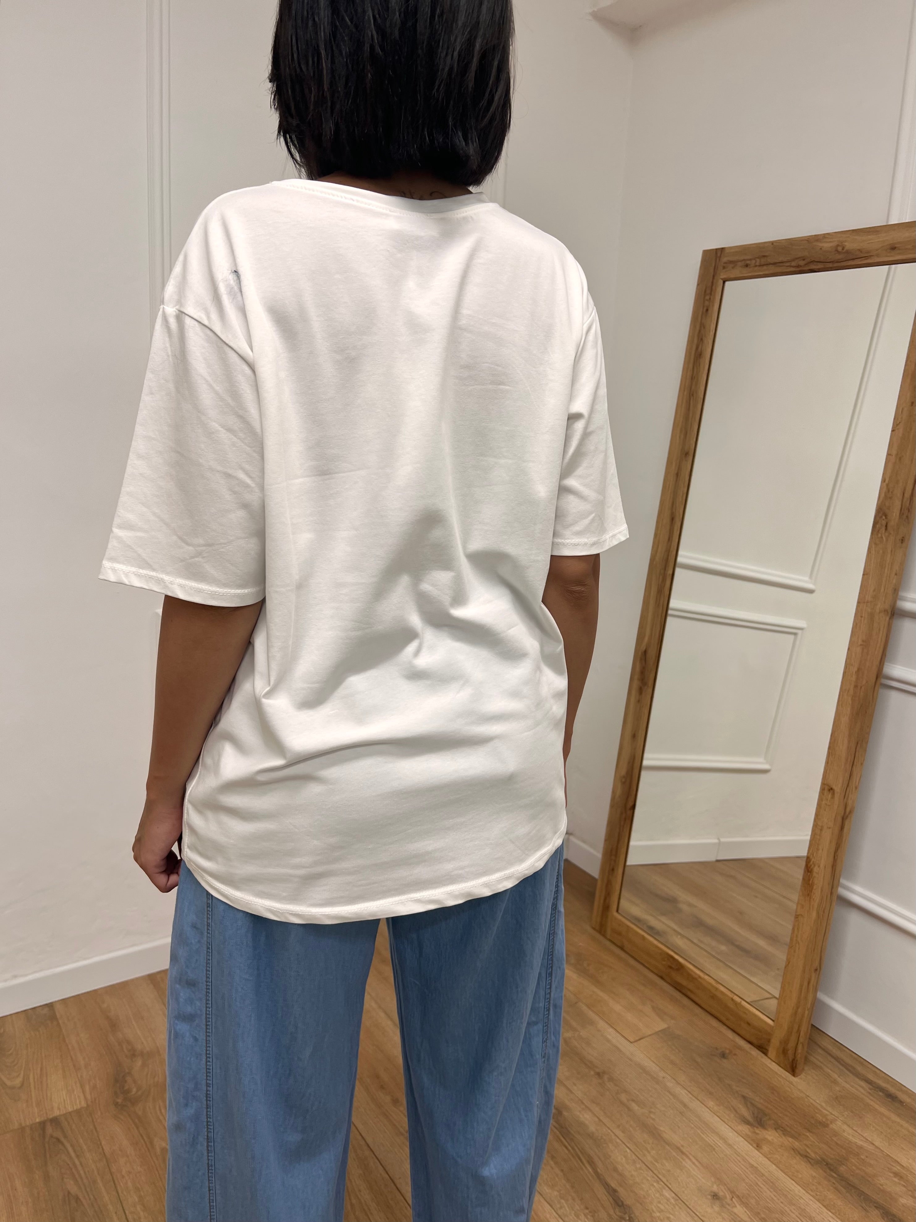T-SHIRT LUNGA OVER STAMPA PUERTO RICO BIANCO SUSY MIX