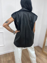 GILET ECOPELLE CERNIERA AMBRA NERO SUSY MIX