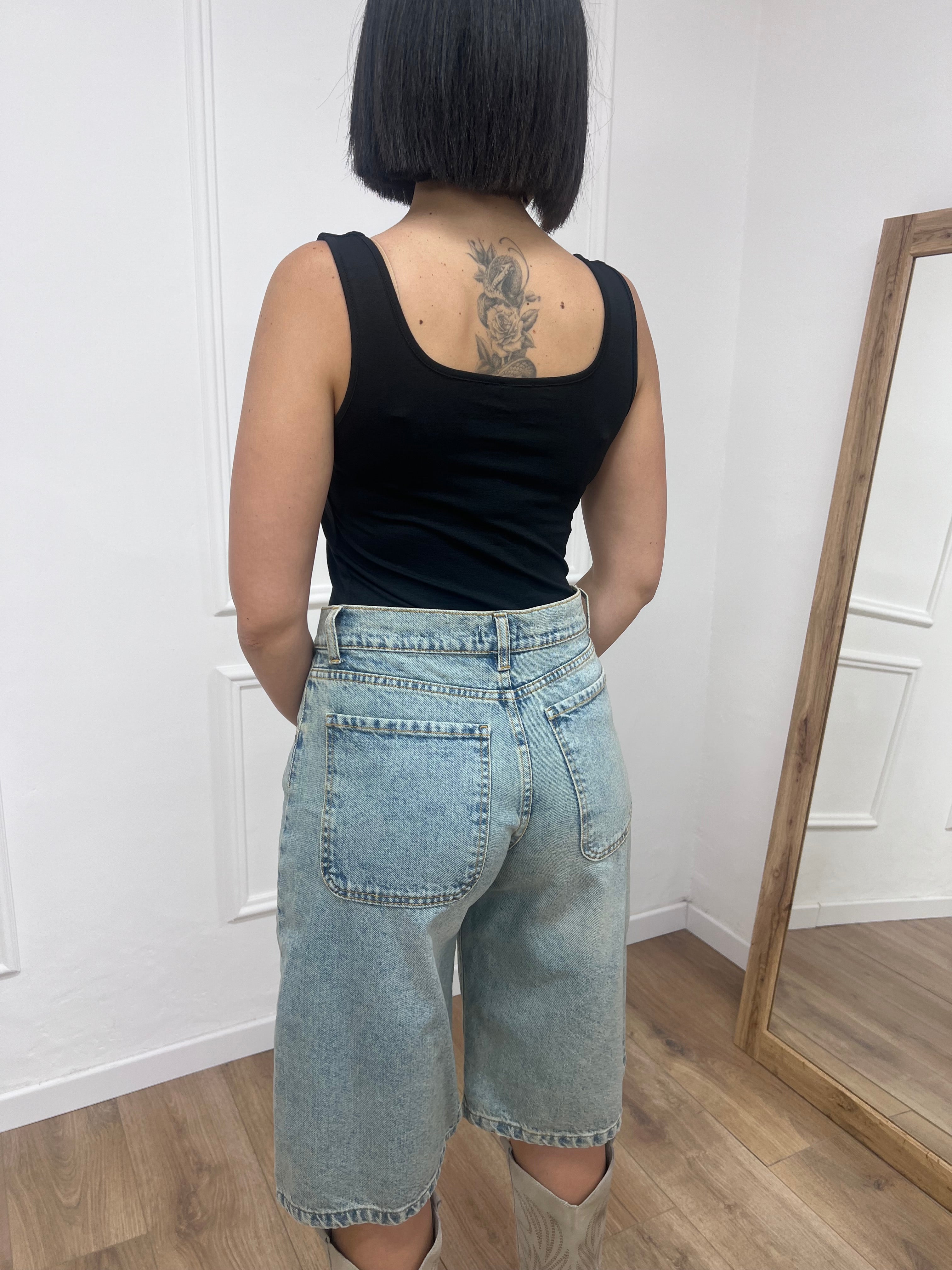 CANOTTA SCOLLO QUADRO JERSEY IRMA NERO SUSY MIX