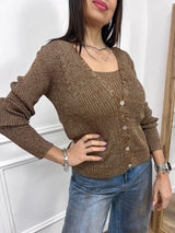 CARDIGAN BOTTONCINI COSTE LUREX MALEN MORO SUSY MIX