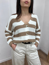 CARDIGAN FILO RIGATO BOTTONI CHIARA CORDA SUSY MIX