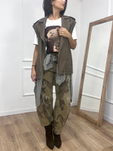 GILET ECOPELLE CERNIERA AMBRA FANGO SUSY MIX