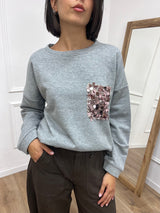 FELPA SCATOLETTA TASCA PAILLETTES GRIGIO SUSY MIX