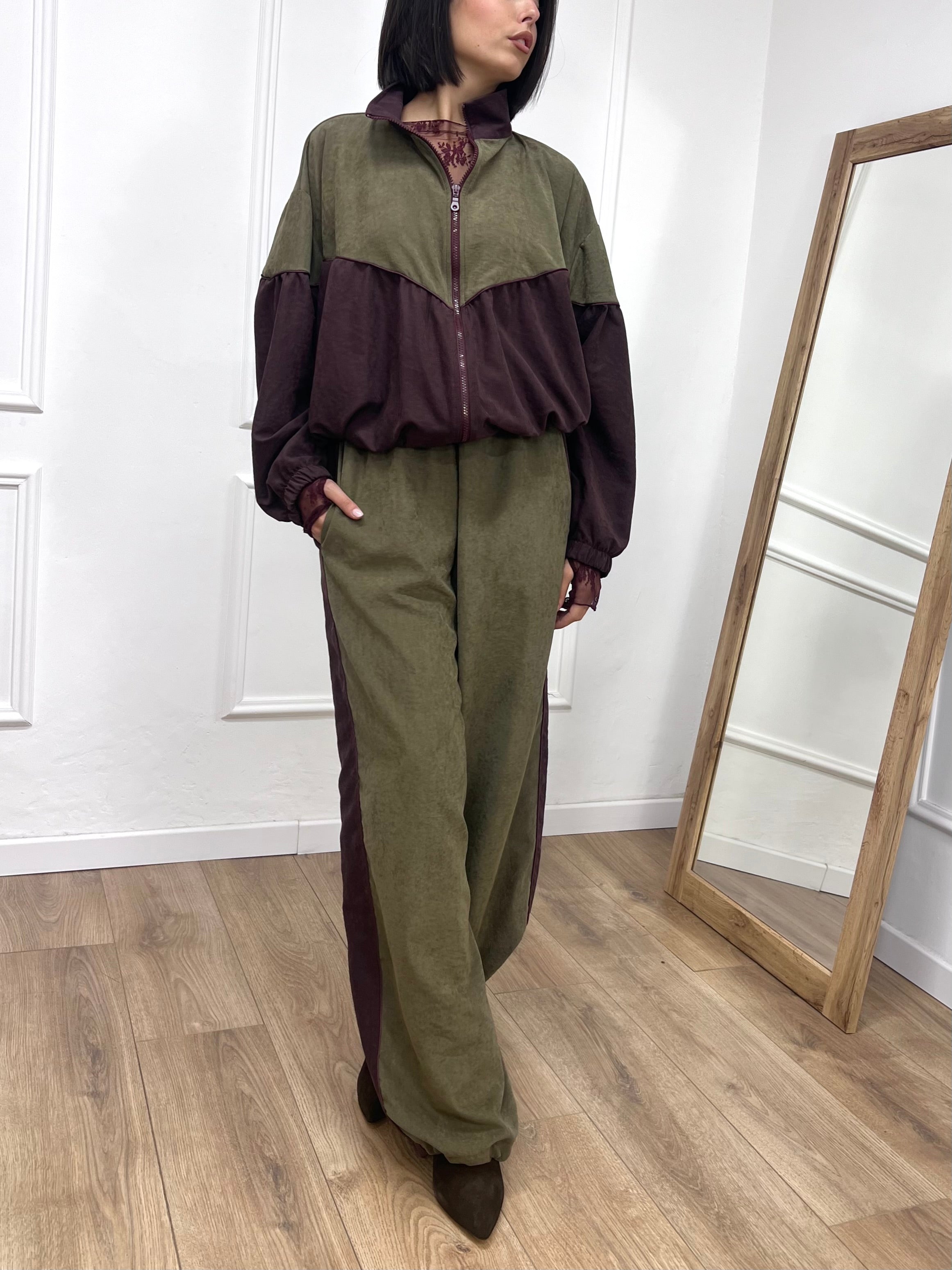 BOMBER JOGGER BICOLORE ELENA VERDE SUSY MIX