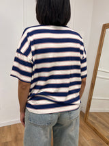 T-SHIRT M/C GIROCOLLO RIGHE  ST. TROPEZ BLU MOTEL