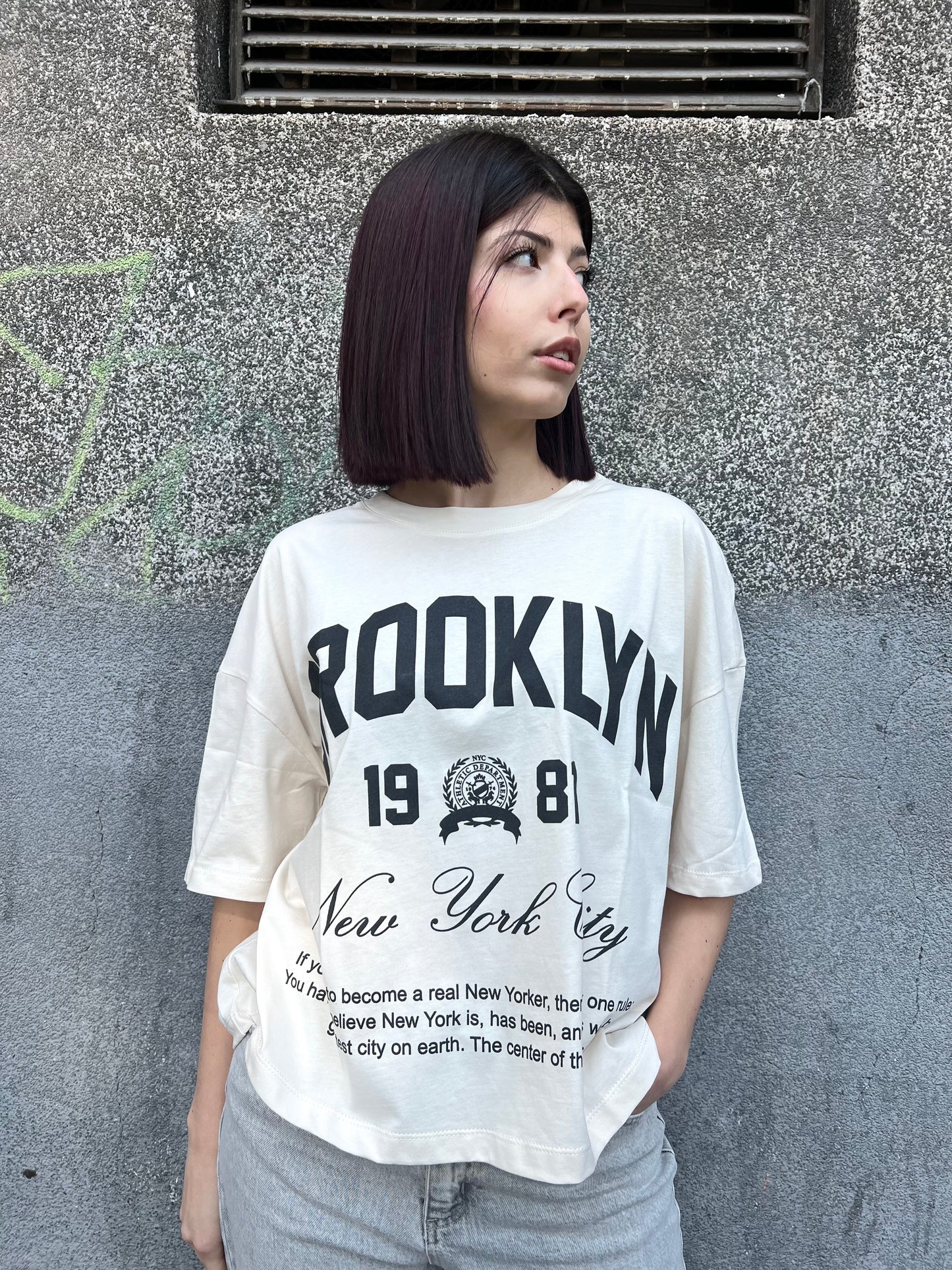 (Copia) SUSY MIX T-SHIRT OVER MEZZA MANICA “BROOKLYN” BEIGE