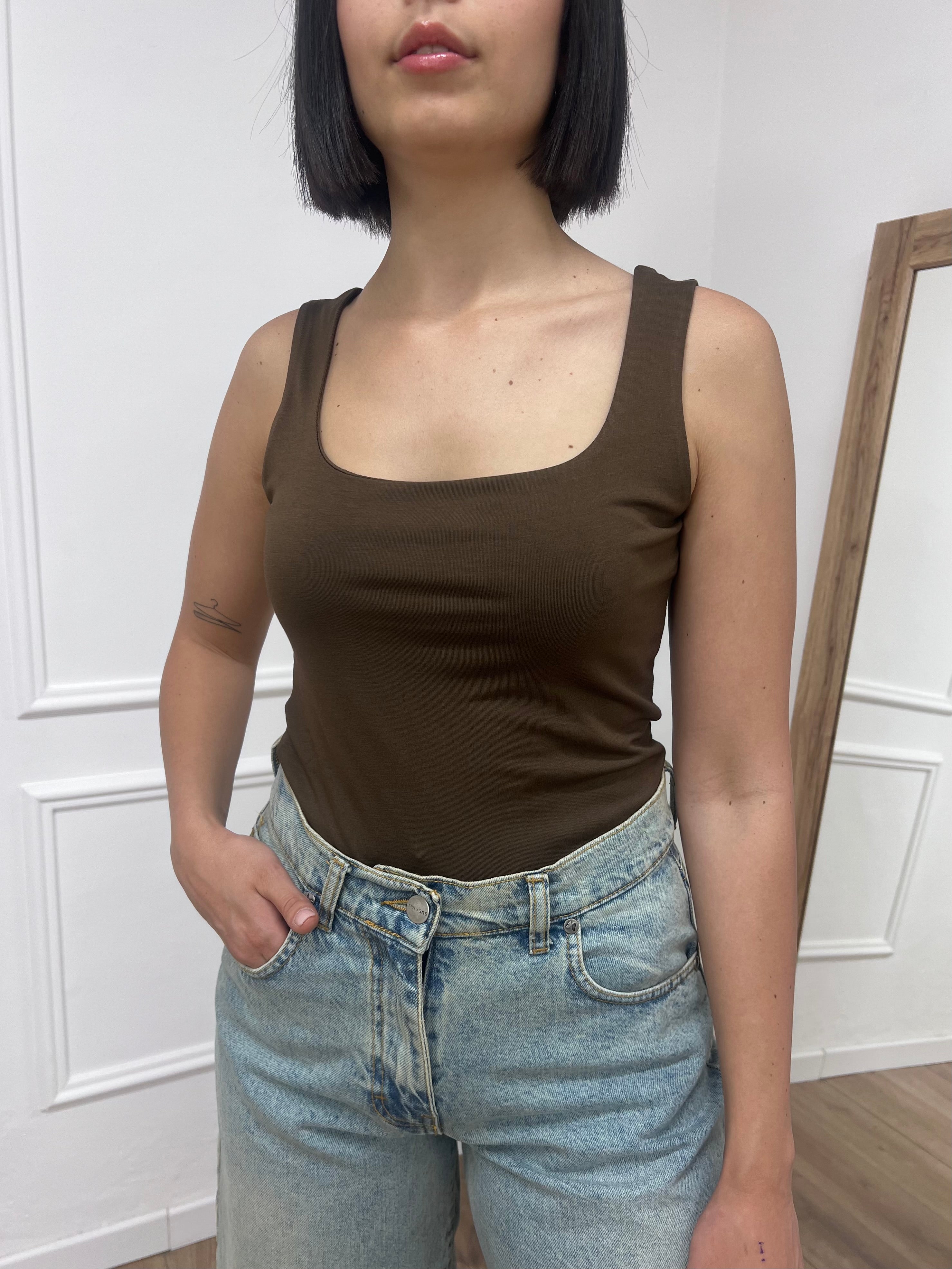 CANOTTA SCOLLO QUADRO JERSEY IRMA MORO SUSY MIX