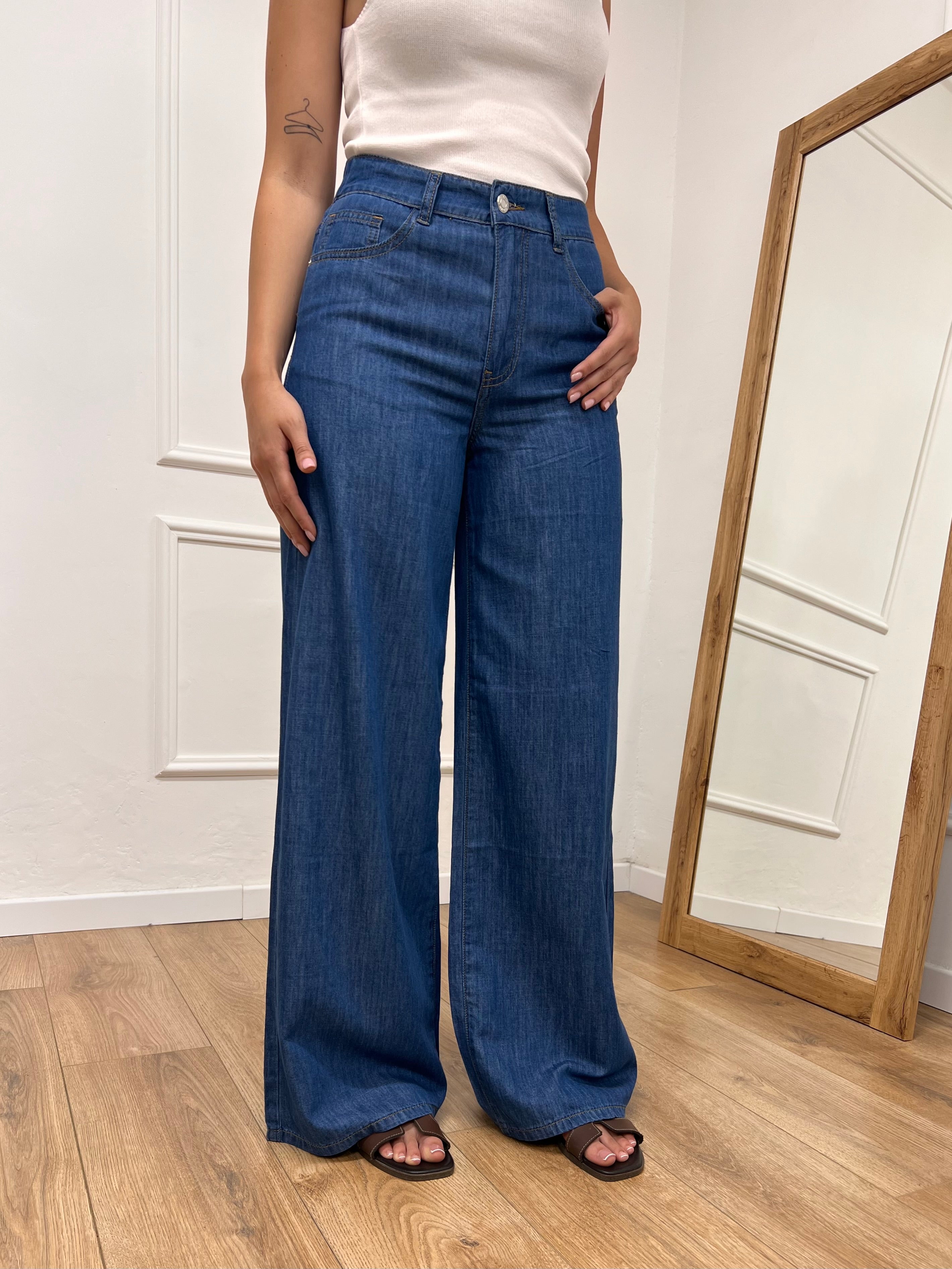 PANTALONE DENIM CHAMBRAY VITA REGOLARE ZERA BLU