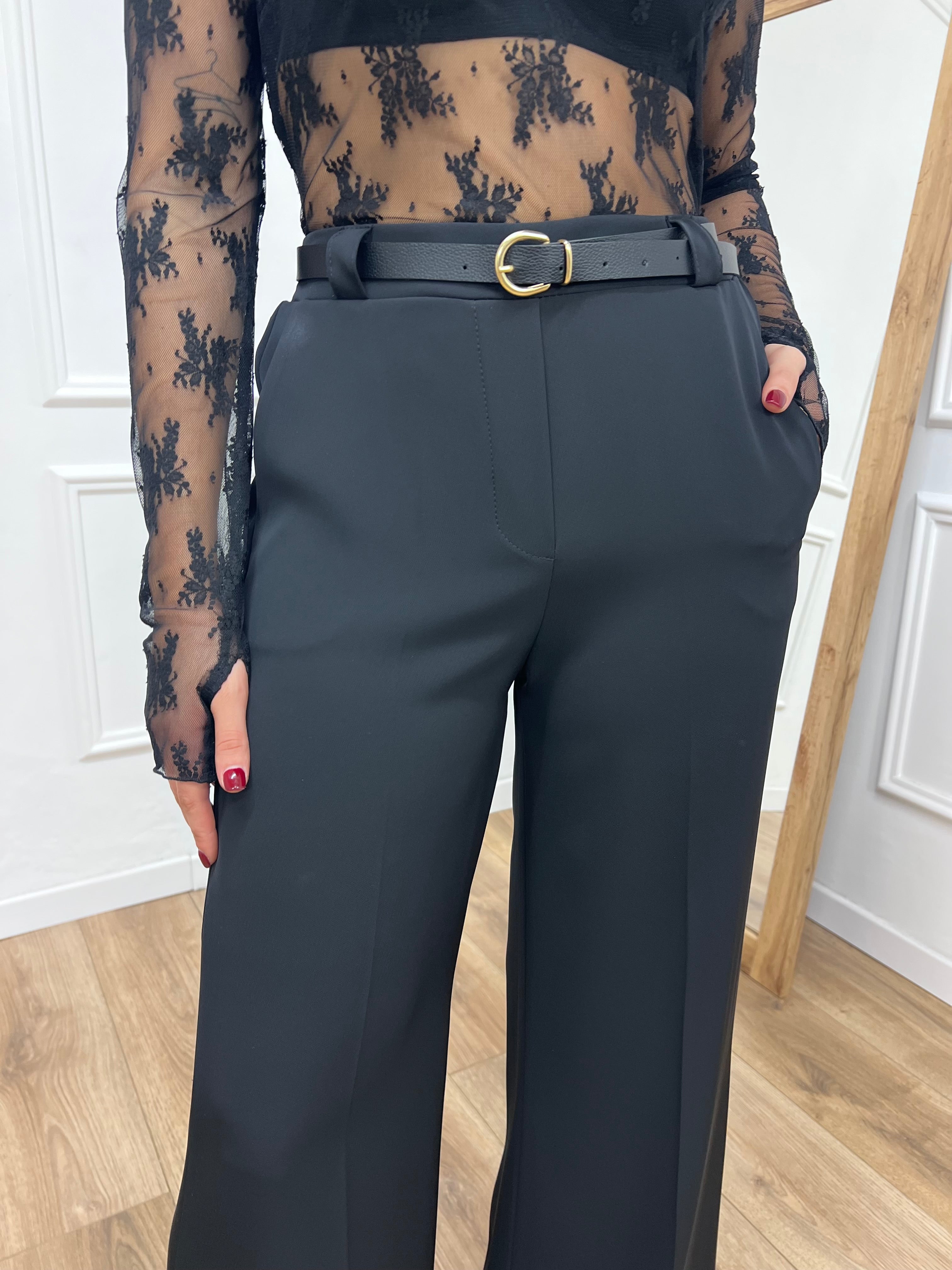 PANTALONE PALAZZO FLUIDO MARTA NERO SUSY MIX