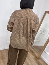 CAMICIA OVER BACCHETTATA TABACCO SUSY MIX