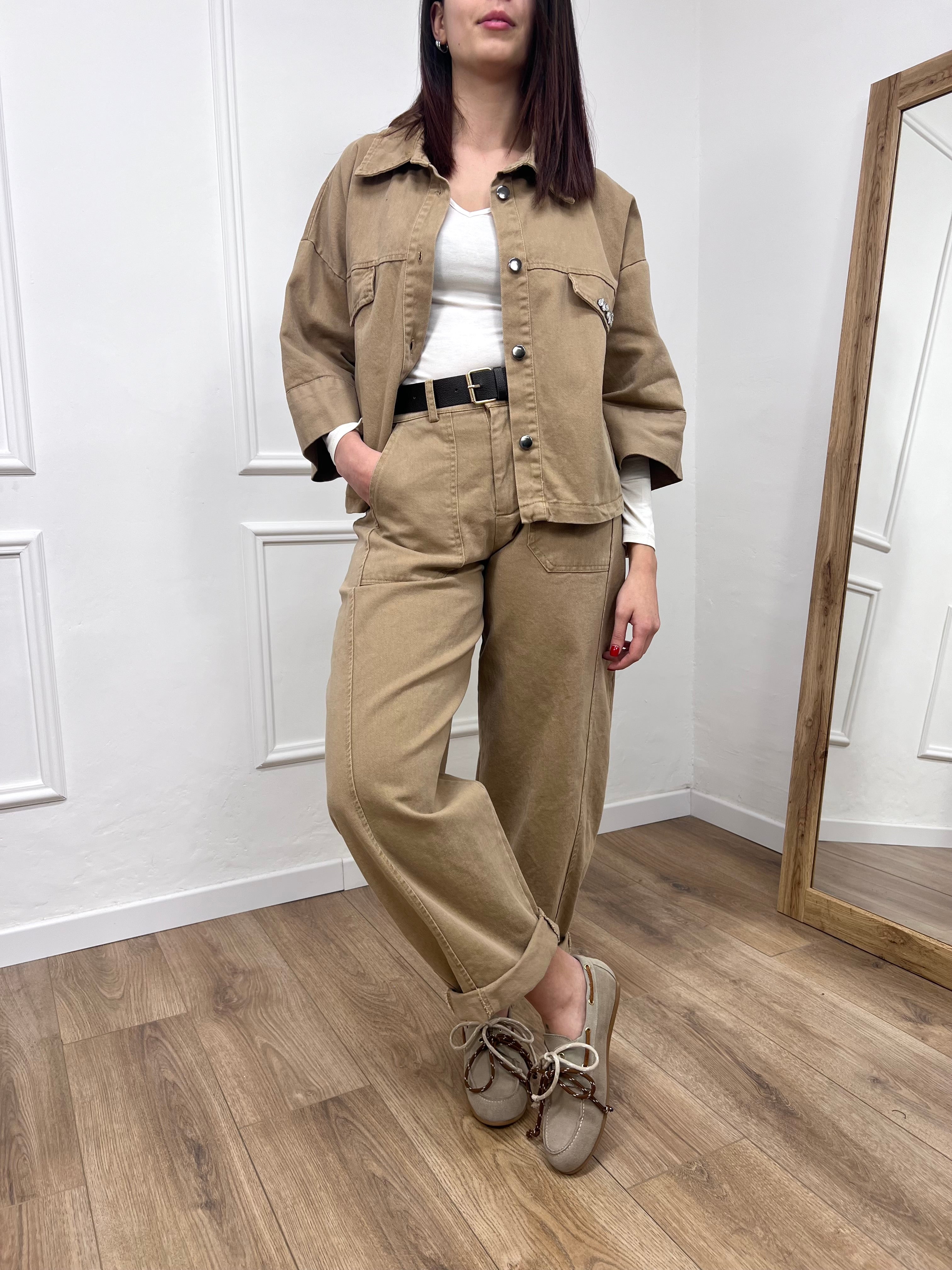 PANTALONE BALLON STELLINA TELA DENIM CAMEL SUSY MIX