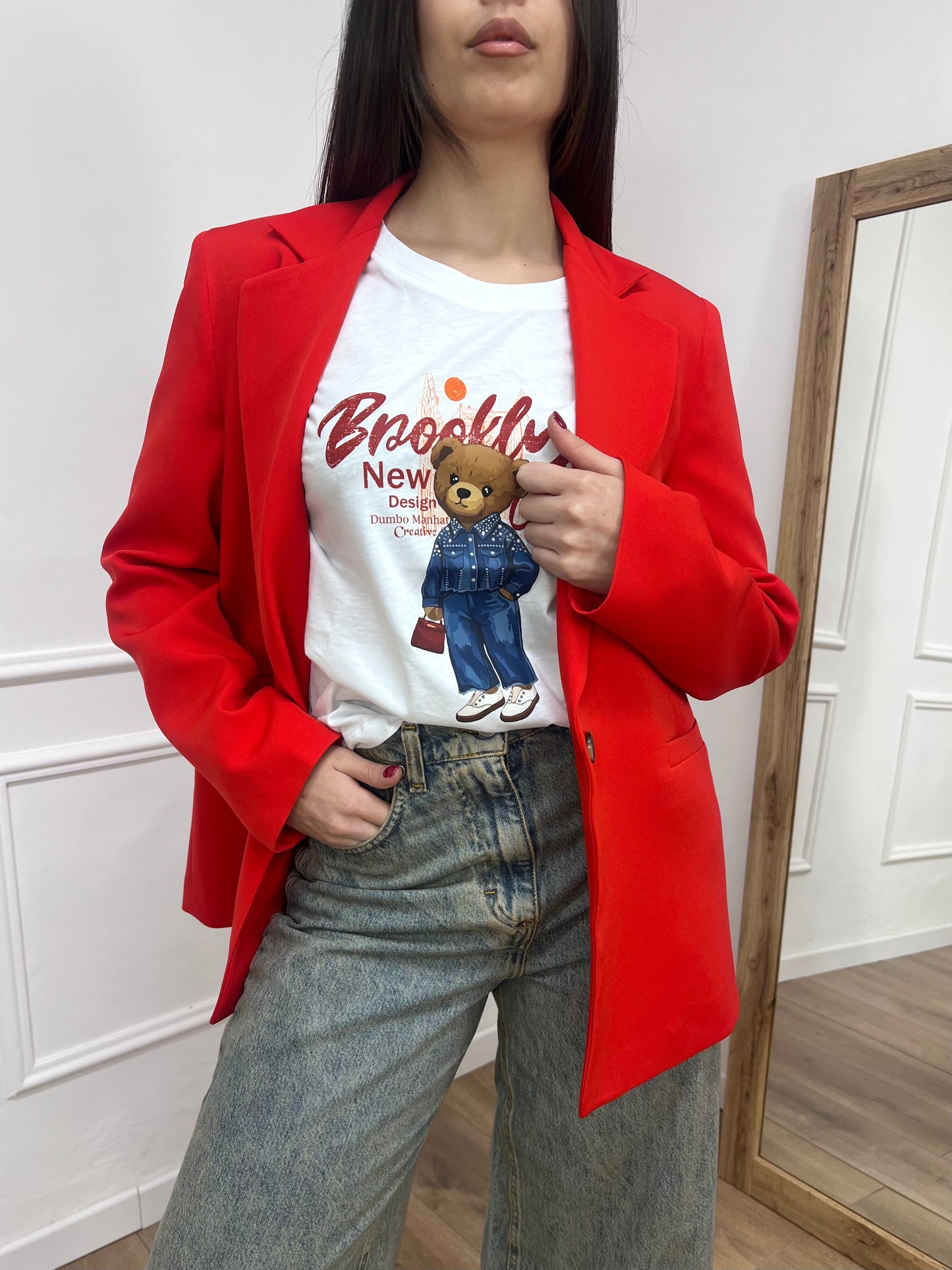 SUSY MIX T-SHIRT M/C BASIC “ORSO BROOKLYN BIANCO