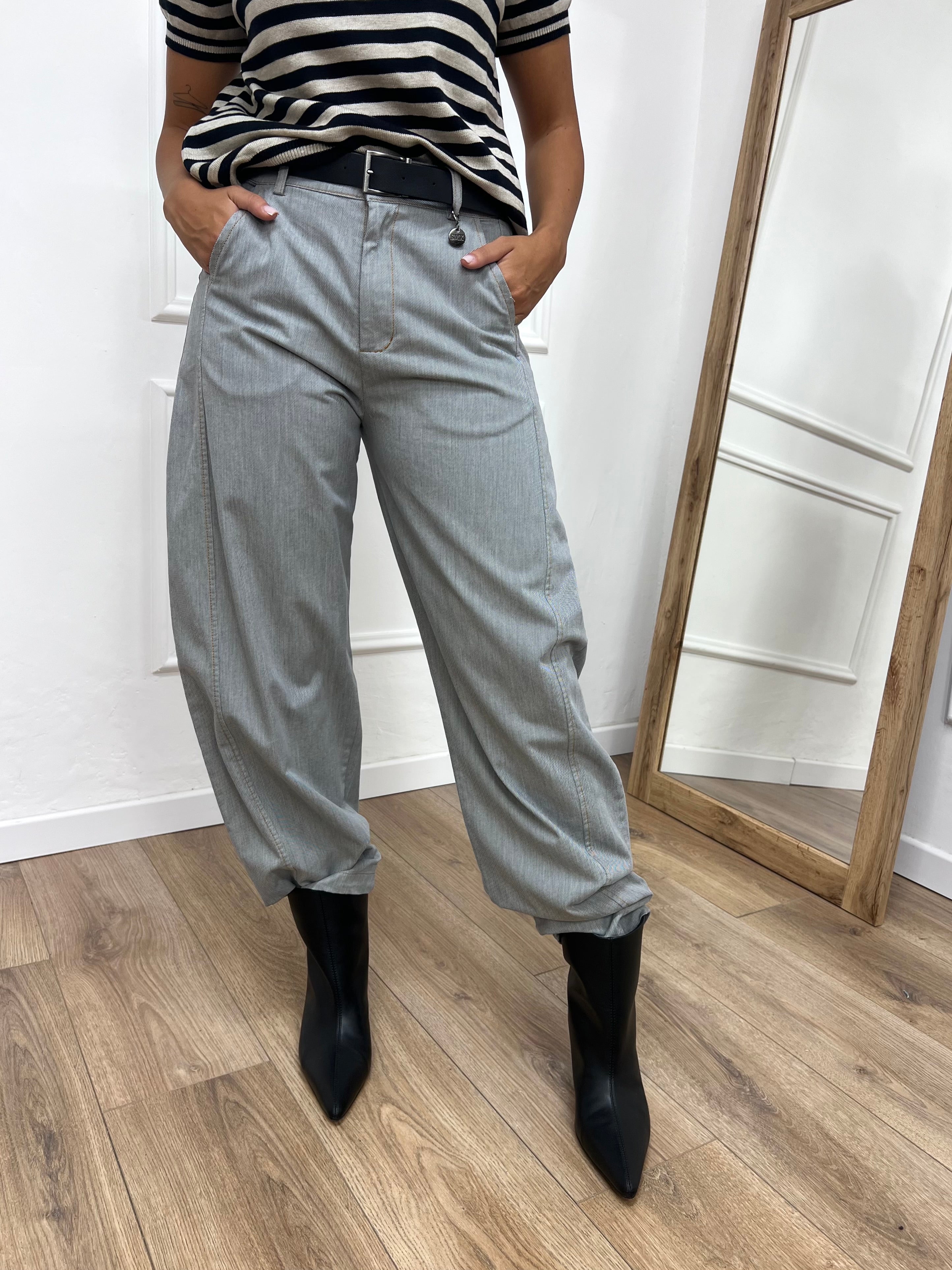 PANTALONE OVETTO EFFETTO DENIM GRIGIO SUSY MIX