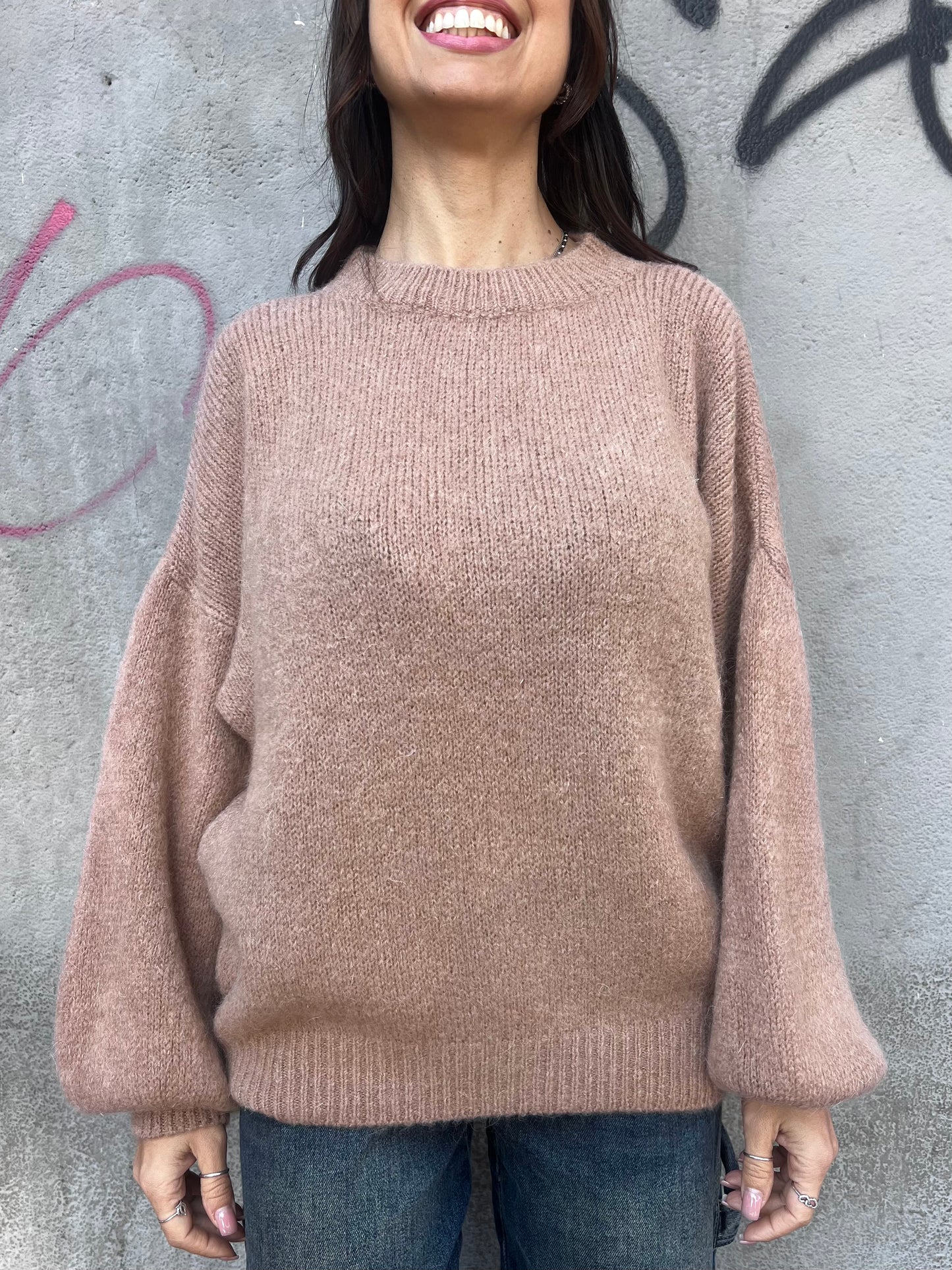 SUSY MIX MAGLIA OVER MOHAIR MANICA PALLONCINO  MIA