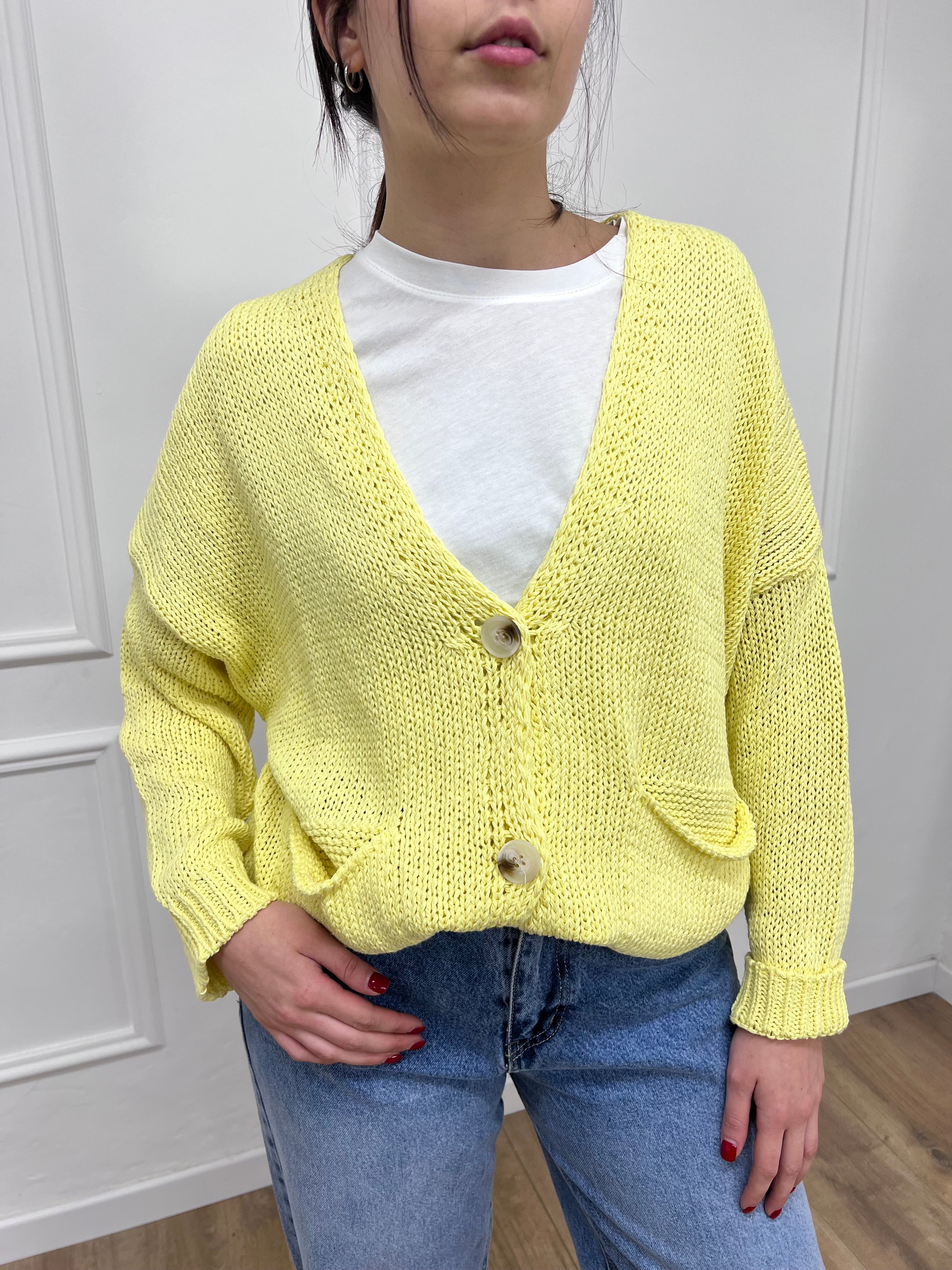 CARDIGAN FILO OVER TASCHE BENEDETTA GIALLO SUSY MIX