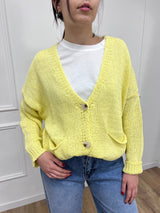 CARDIGAN FILO OVER TASCHE BENEDETTA GIALLO SUSY MIX