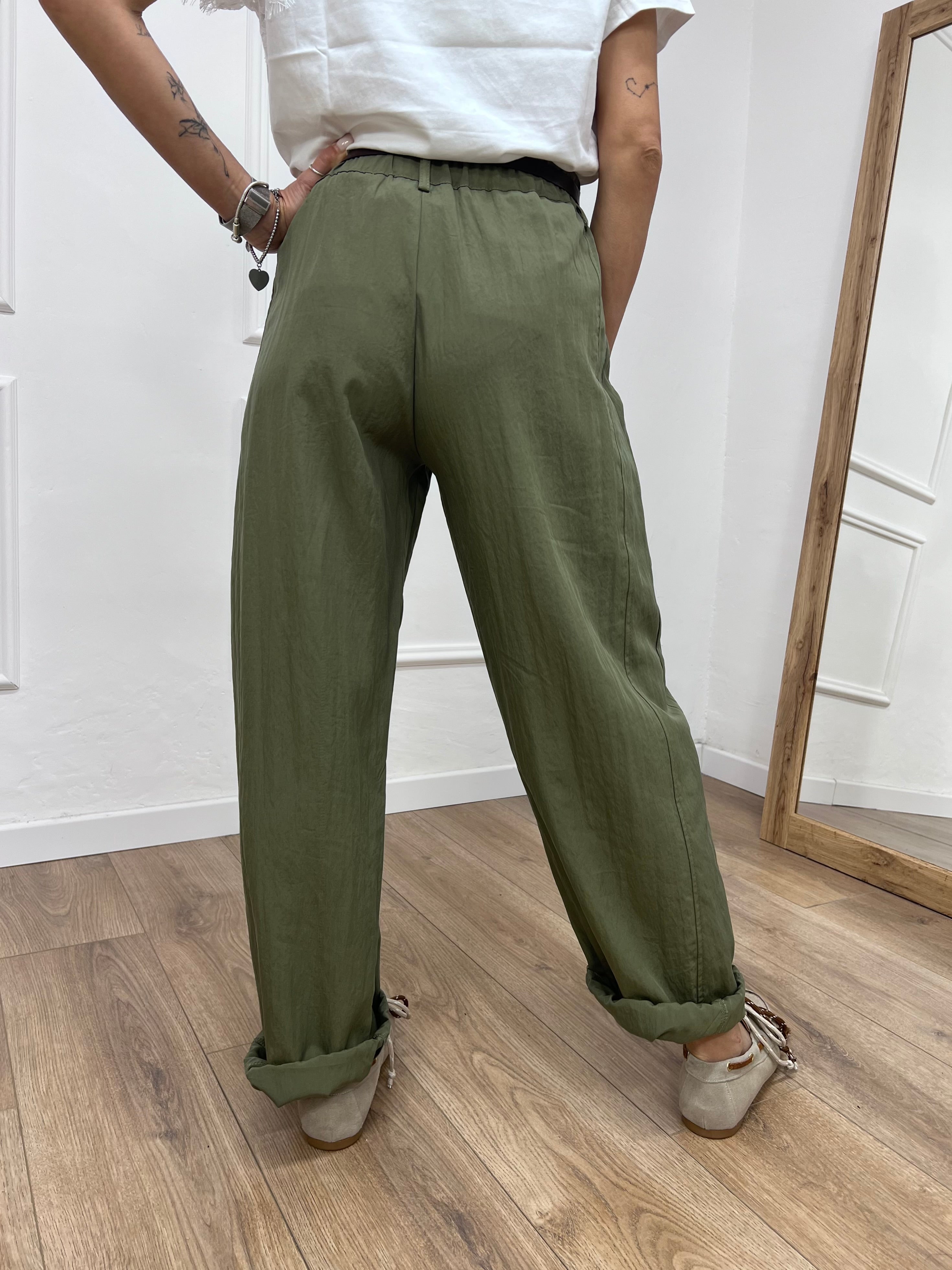 PANTALONE BALLON STELLINA CUPRO MILITARE SUSY MIX
