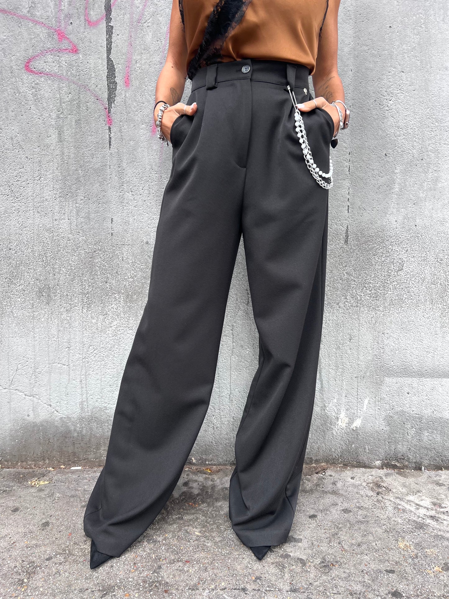 PHILIA LOFT PANTALONE SARTORIALE  PINCES ARONA NERO