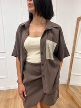 CAMICIA OVER M/C CUPRO TASCA PAILLETTES MORO SUSY MIX