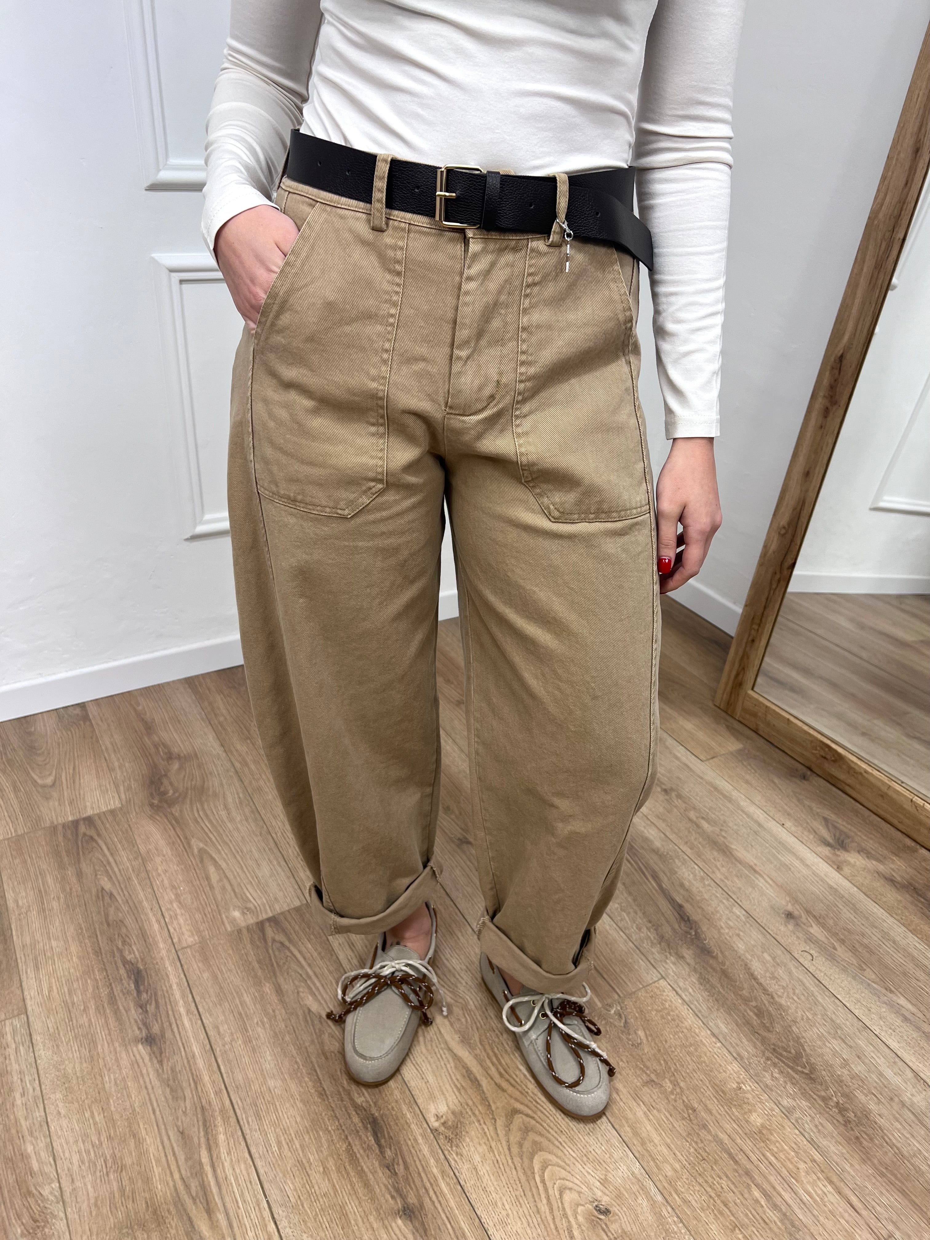 PANTALONE BALLON STELLINA TELA DENIM CAMEL SUSY MIX