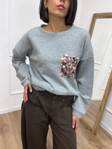 FELPA SCATOLETTA TASCA PAILLETTES GRIGIO SUSY MIX
