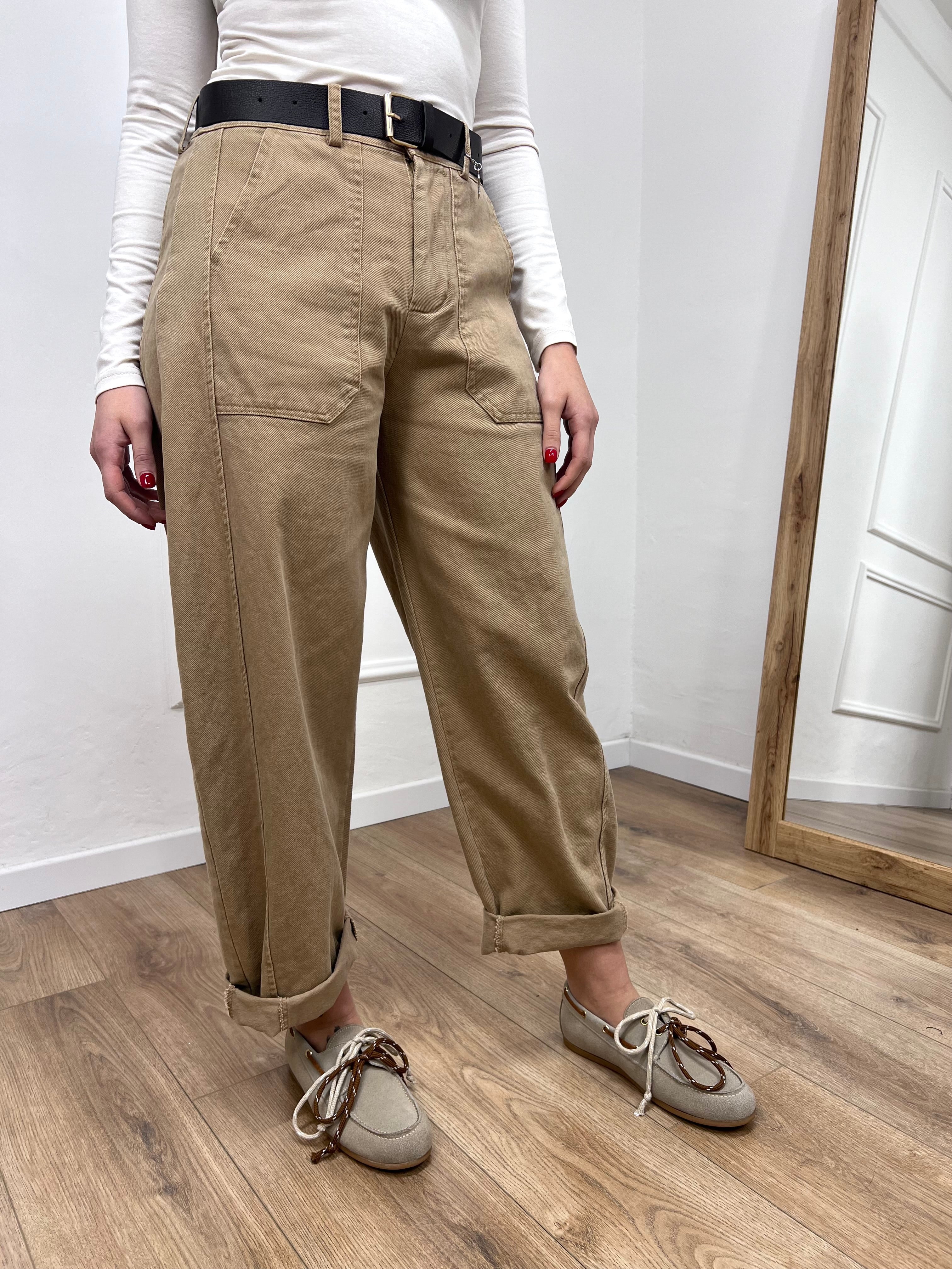 PANTALONE BALLON STELLINA TELA DENIM CAMEL SUSY MIX