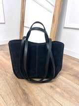 BORSA TOTE PELLE CAMOSCIO CYME NERO