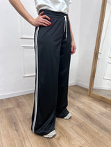 PANTALONE PALAZZO ACETATO BANDE JOSY NERO SUSY MIX