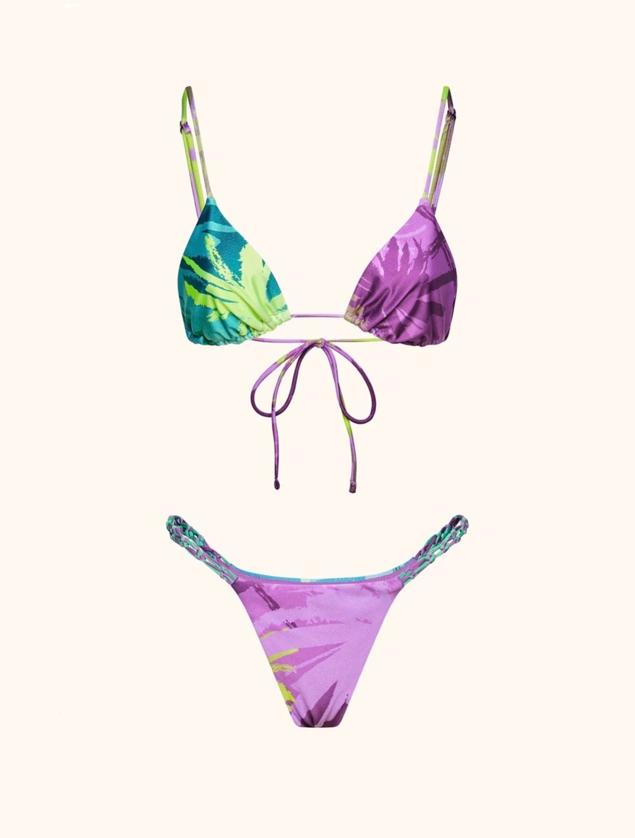 BIKINI TRIANGOLO CON SLIP FISSO FANTASIA VERDE ME FUI